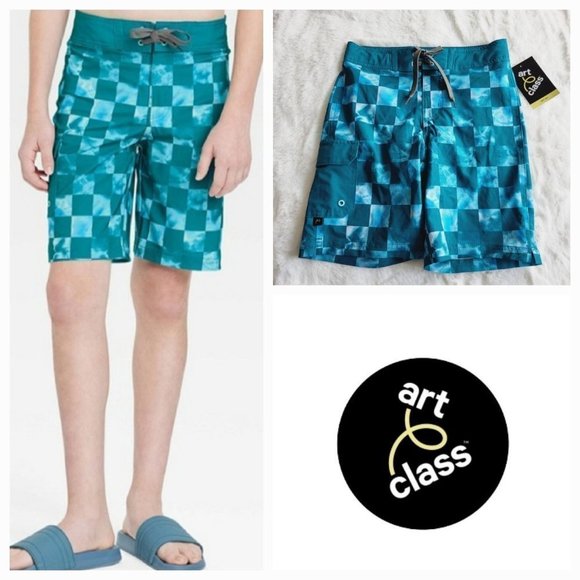 Cat & Jack Other - Cat & Jack, Boys' Check Swim Shorts, 3KIDQ-i